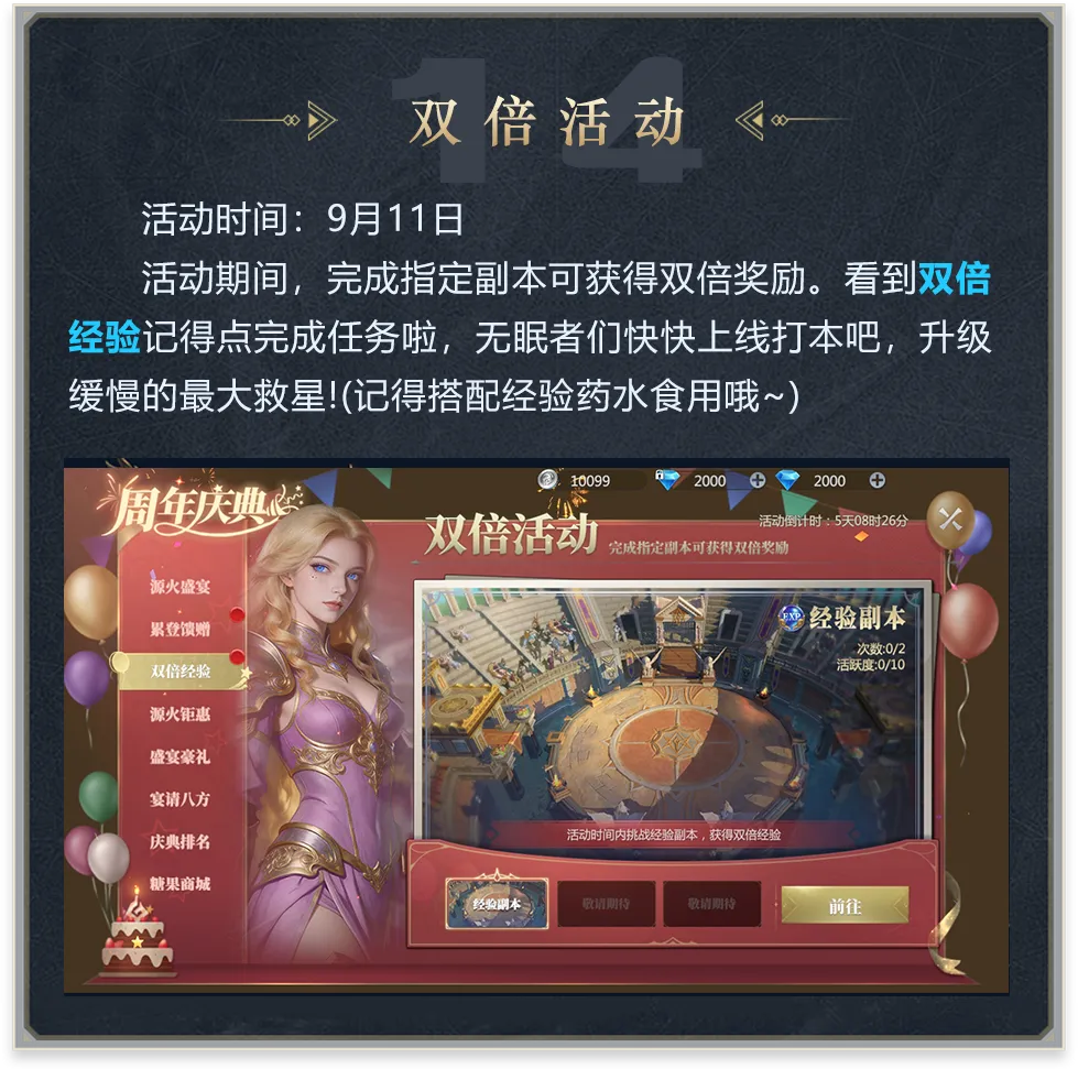 神火大陆周年庆典双倍活动